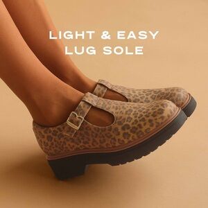 Dr Scholls Leopard Print Women's Mary Jane Shoes with Lug Sole